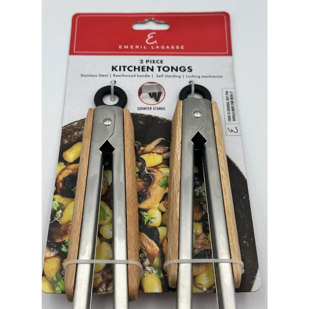 Premium Stainless Steel Kitchen Tongs Set- Choose: Emeril Lagasse 2 Pack